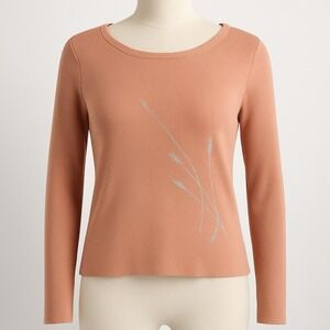 Rafael Peach Pink Knit Long‎ Sleeve Sweater S Plant Lover Granola Prarie Granny